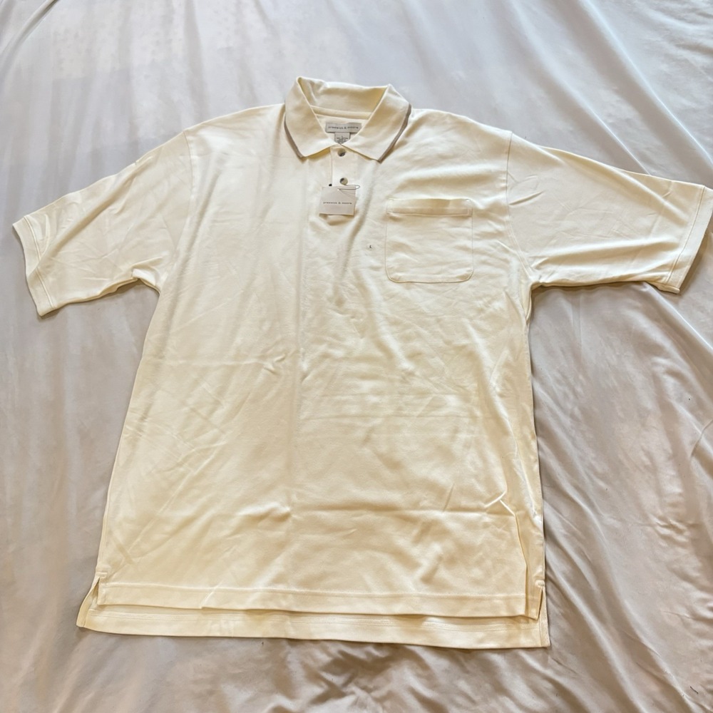 Preswick &‎ Moore Polo Shirt Mens Size L Winter White NWT 2 Button